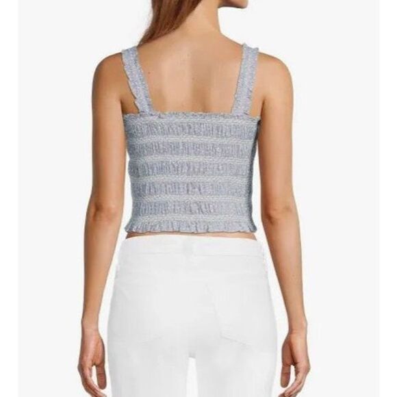 FRENCH CONNECTION - NWT - L XL Smocked Cotton Cropped Tank/Forget Me Not Multi - Picture 13 of 15